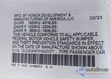 2023 Acura Integra A-Spec Technology from USA, damaged, VIN 19UDE4H61PA020377